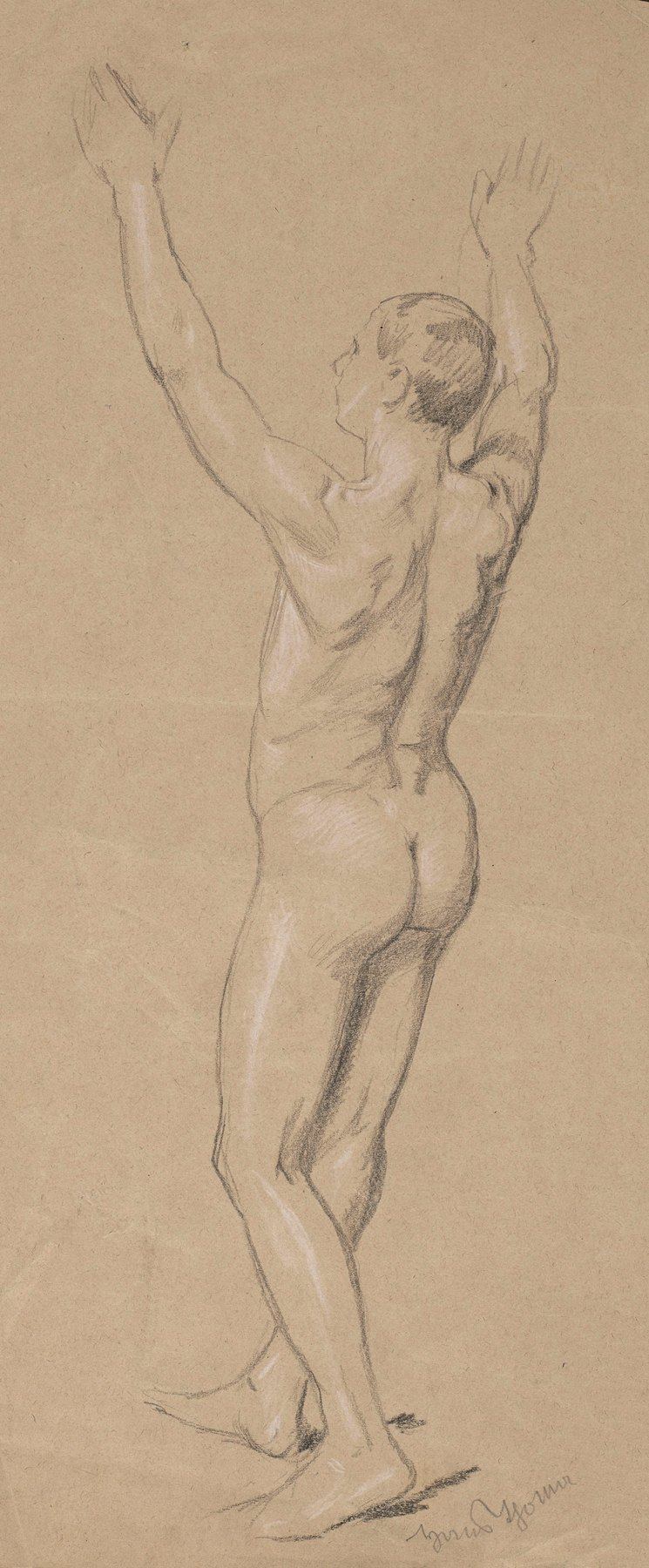 Male Nude with Raised Hands, Hans Thoma, c. 1900